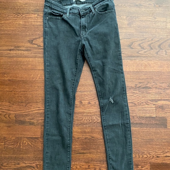 Levis 711 Mid-Rise Grey Skinny Jeans - Picture 1 of 4